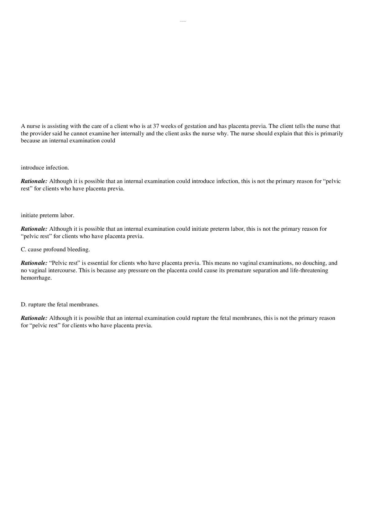 Preview image for Detailed Answers Key Homework 6 Maternity New Born Questions!Rated A+ Answers